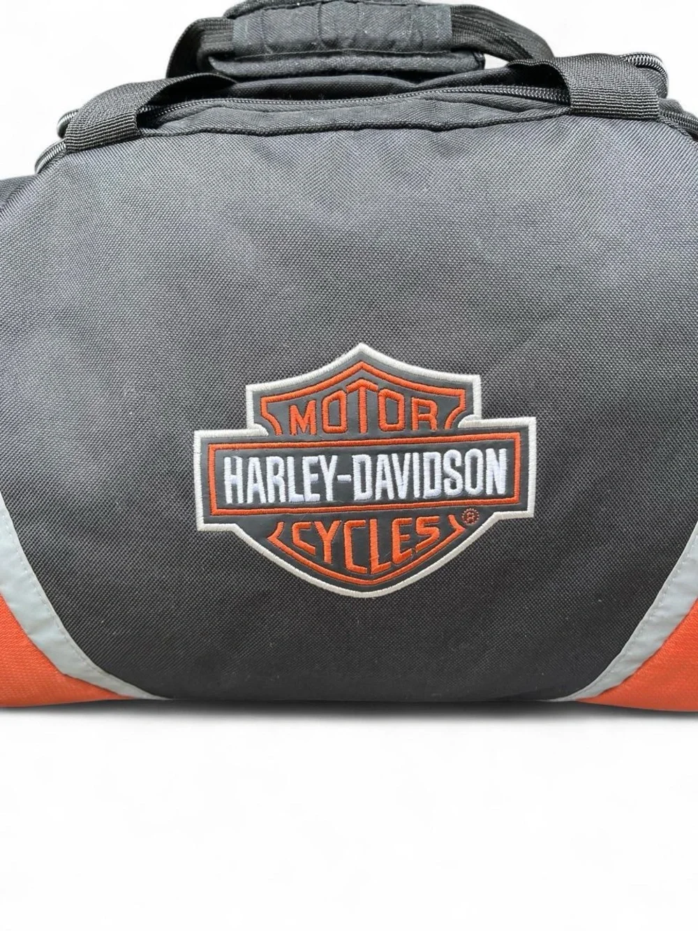 Harley-Davidson Duffel Bag Canvas Black Orange Travel Gym Weekender